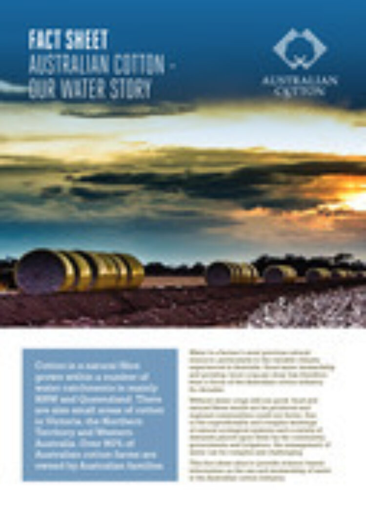 Australian Cotton Fact Sheet Our Water Story pg1 x180