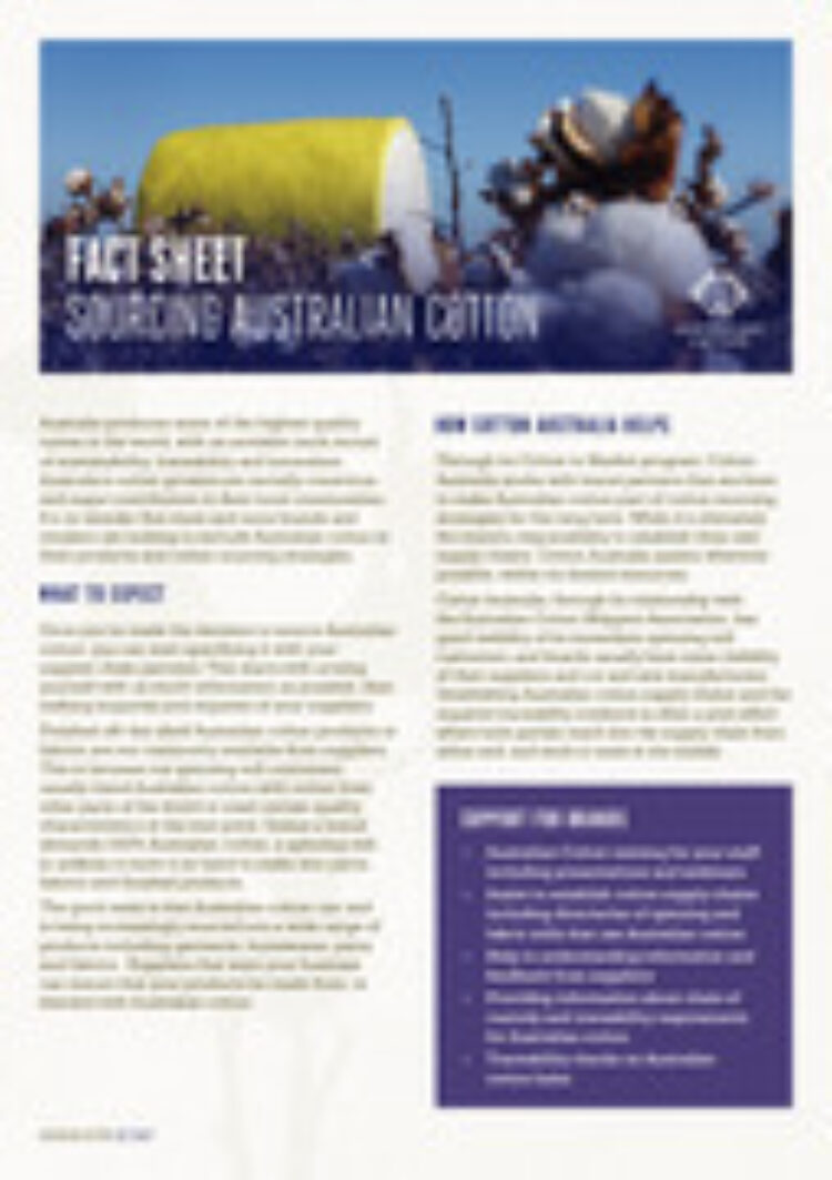 Australian Cotton Fact Sheet Sourcing Aust Cotton pg1 x180