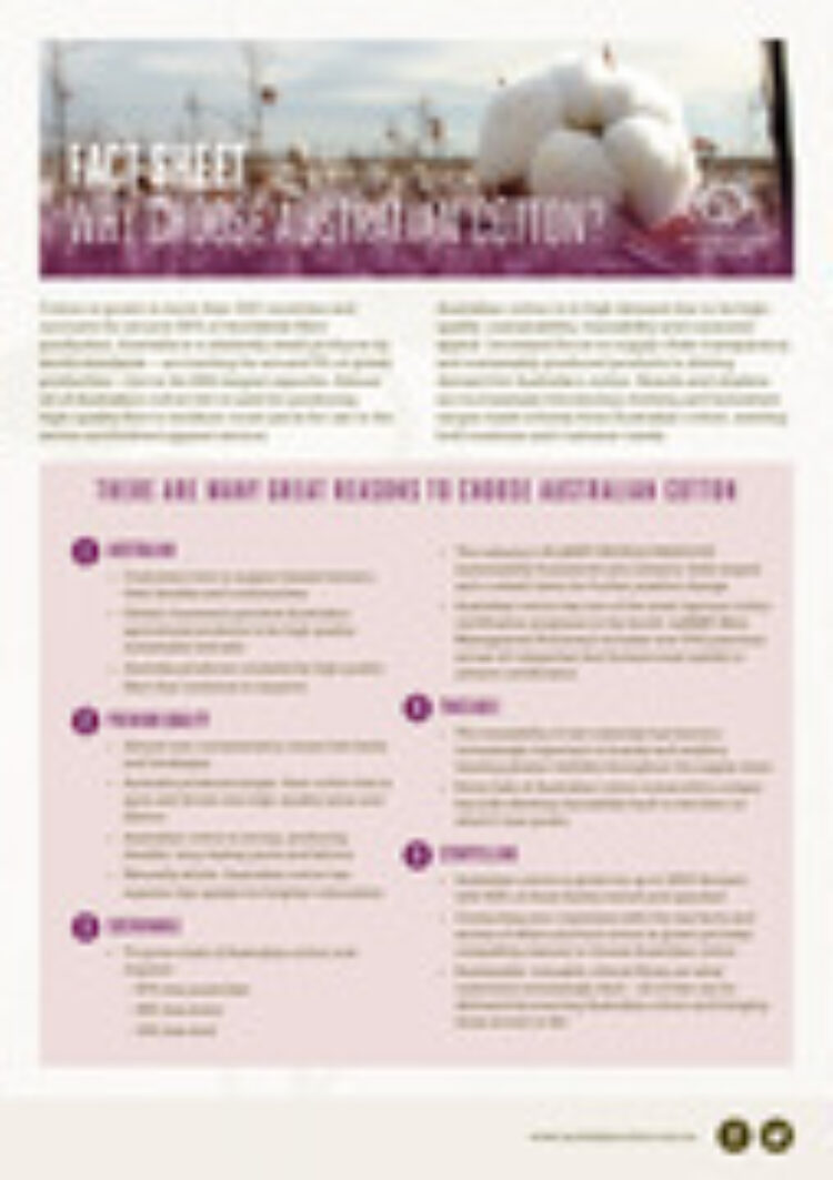 Australian Cotton Fact Sheet Why Choose Australian Cotton pg1 x180