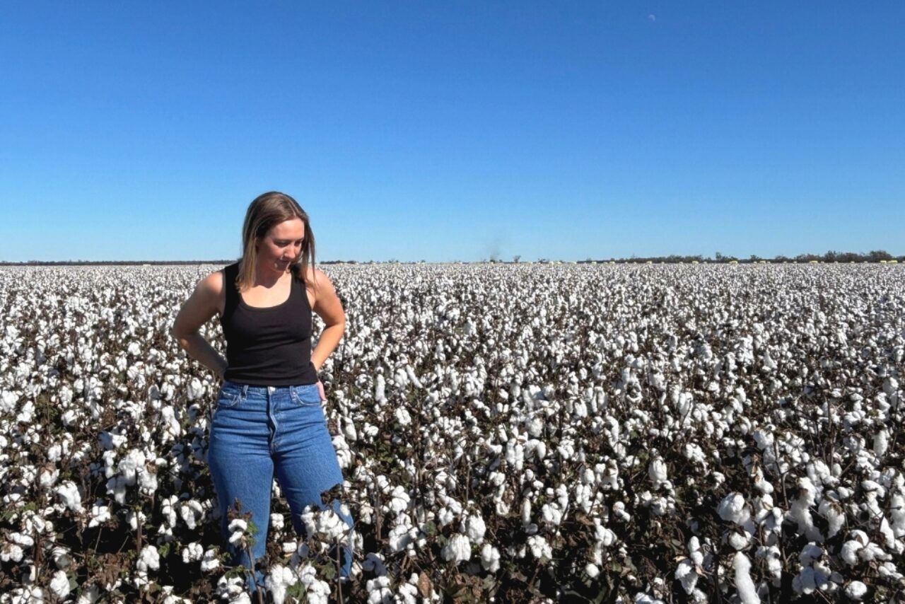 Maddie Gorrie of Goondiwindi wearing Australian cotton in the crop.