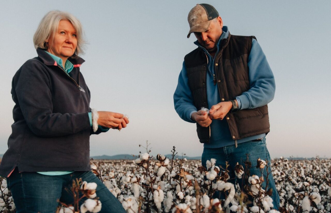 PHOTO: Juanita and John Hamparsum at their Breeza Plains cotton farm. Photo courtesy of Country Road.