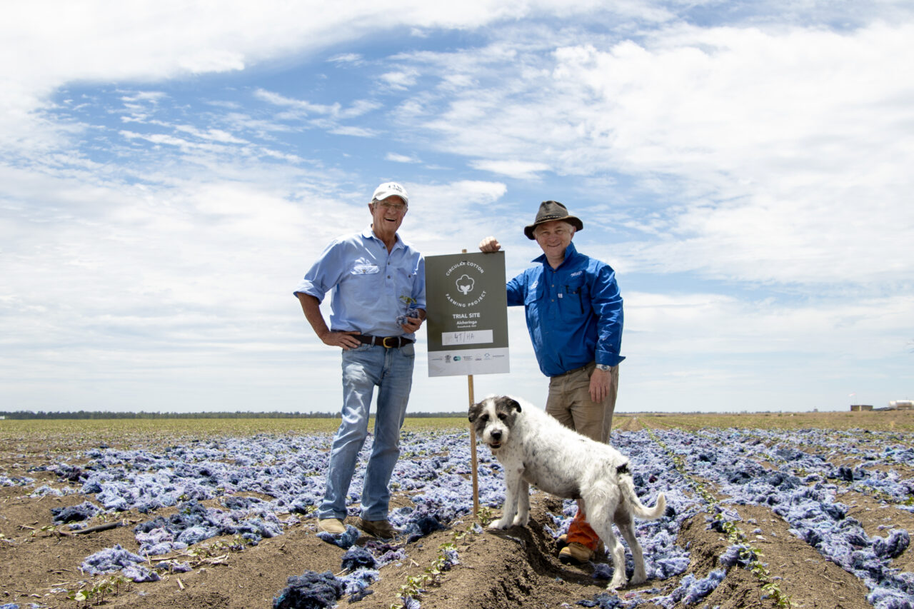 PHOTO: Goondiwindi cotton farmer Sam Coulton with soil scientist Dr Oliver Knox from the University of New England.